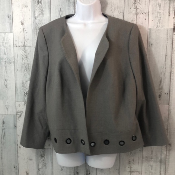Nine West Gray Blazer Grommet Detailing 14W - Picture 1 of 10
